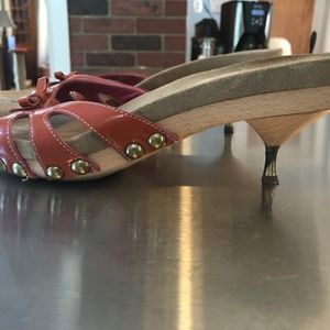 MIU MIU Patent Leather Kitten Heel Sandal